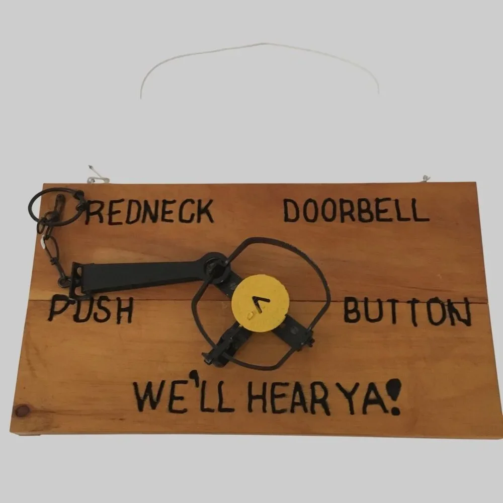 Redneck Doorbell Carved Wood Novelty Sign Gift Decor Funny Signs Plaques Door